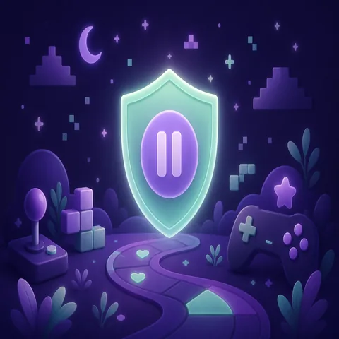 Illustration of taking a mindful break from arcade gaming